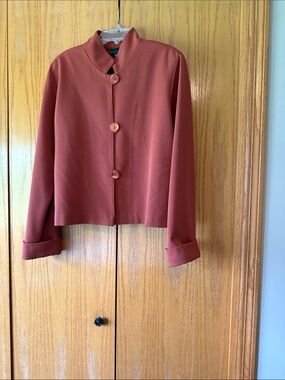 Staples Rust-Red Collarless Button Jacket
